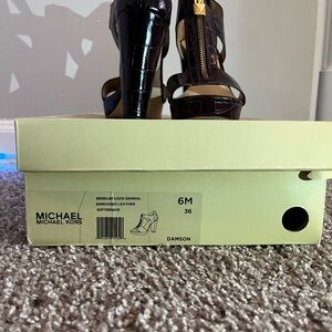 Michael Kors Black Embossed Leather Sandals